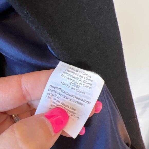 NEW J Crew Double Breasted Wool Blend Long Sleeve Top Coat Navy Blue Size: 4 - Picture 5 of 7